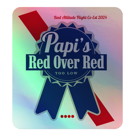 Papi’s Red Ribbon Holographic Sticker